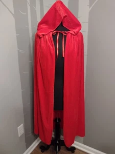 Red Riding Hood Cape Halloween Costume Theater Dress Up One Size Red Velvet - Picture 1 of 5