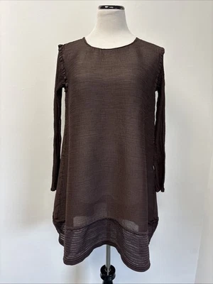 Issey Miyake Cauliflower,  Tunic, Brown, One Size Semi Sheer - Image 1 of 4