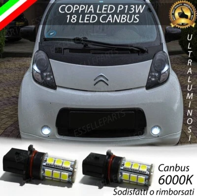 COPPIA LAMPADE POSIZIONE P13W 18 LED DRL 6000K CITROEN C-ZERO CANBUS BIANCO - Immagine 1 di 4