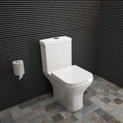 Bathroom Modern Close Coupled Toilet Soft Close Seat & Pan Short Projection WC