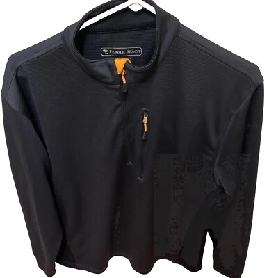 Pullover Pebble Beach Performance Para Hombre Mediano Azul Marino 1/4 Cremallera Manga Larga Golf Foto 1 de 4