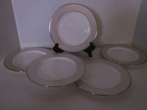 5 Lenox Federal Platinum Brot kleine Salatteller Doppelbänder Silberrand - Bild 1 von 7