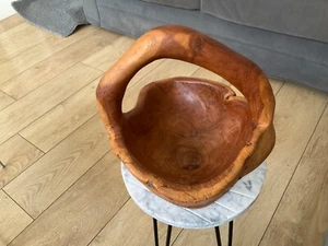 Hand Carved Wood Basket / Fruit Bowl with Handle see photos 25cm x 23cm x 25cm - Picture 1 of 4