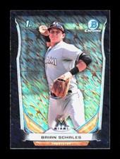 2014 Bowman Chrome Mini Black Shimmer Refractor Brian Schales #97 Miami Marlins