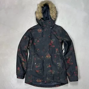 Volcom Jacket Ski Snow Parka Fur Hood Insulated Floral Women's XS - Picture 1 of 6