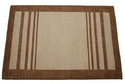 Teppich 100% Wolle 140X200 cm Beige Braun Orientteppich Handgetuftet HT618 - Bild 1 von 4