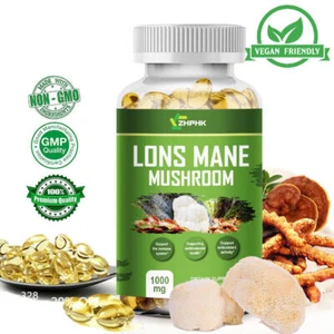  Lions Mane Mushroom Complex 120ct Nootropic Brain Memory Focus Immune Support - Picture 1 of 9