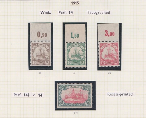 (F184-64) 1915 Samoa set of 4stamps 3pf, 5pf, 10pf&5M typo graphed MUH &MNG (BN) Cover