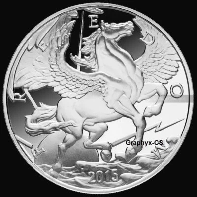 2015 Modern Ancients 10 oz Pegasus Silver Proof Round - Winged Horse NEW IN BOX - Image 1 of 4