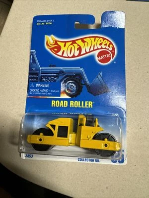 Hot Wheels Road Roller #3853 Never Removed from Package 1990 Yellow 1:64 - Image 1 of 2
