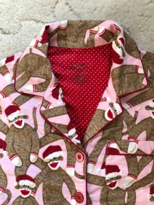 Damen Flanell Nachthemd Medium Nick & Nora Santa Socke Affe kurzes Kleid Weihnachten - Bild 1 von 8