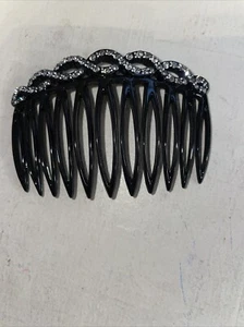 French Lucite Comb Black With Swarovski Crystal Made In France NEW 31/4” - Picture 1 of 3
