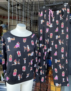 NWT PILLOW TALK Dog Print Soft Cozy Pajama Pants Sleepwear Set Size Large - Picture 1 of 4