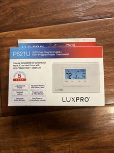 LuxPro P621U Thermostat for Heat & AC and Heat Pumps 2 Stages Heat 1 Stage Cool - Picture 1 of 5