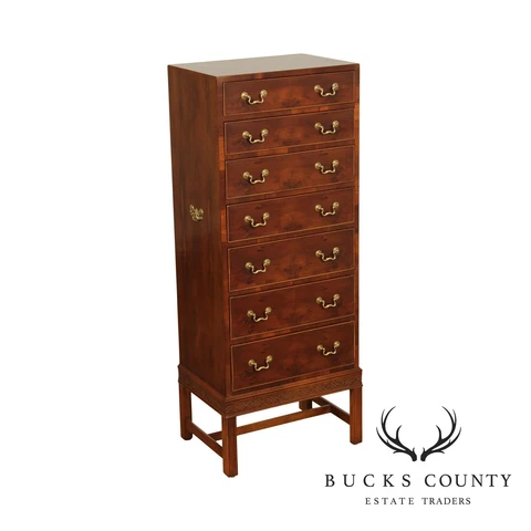 Henredon Aston Court Chippendale Style Yew Wood Lingerie Chest Cover