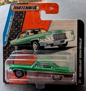 Matchbox '69 Green Cadillac Sedan DeVille 2015 SHORT CARD MBX Adventure City MOC - Picture 1 of 3