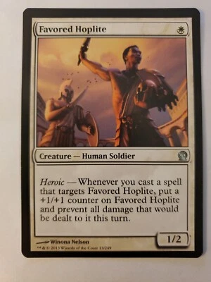 MTG Magic The Gathering Card Favored Hoplite Creature Human Soldier White Theros - Image 1 of 2