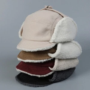 Lady Plush Lined Bomber Hat with Ear Flaps Winter Warm Pilot Cap Adjustable Chic - Picture 1 of 17