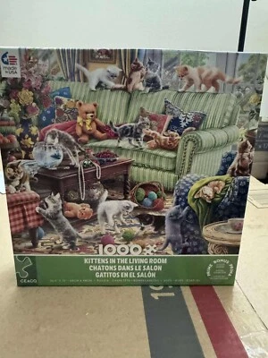 Ceaco - Gatitos en la sala de estar - Rompecabezas de 1000 piezas ligeramente usado Foto 1 de 4