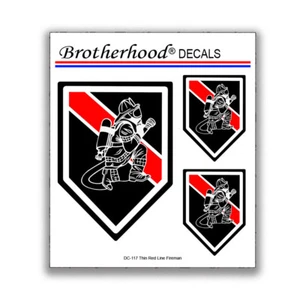 Thin Red Line Firefighter Shield Fireman Kneeling 3 pc. Decal Collection - Picture 1 of 1