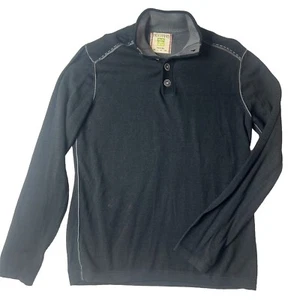 Ecoths Mock Pullover Herren M Bio Baumwolle grau Langarm Knopfleiste Preppy - Bild 1 von 9