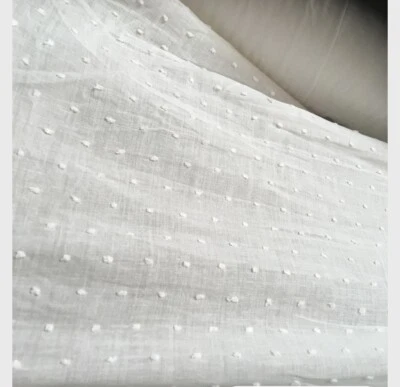 Cotton Swiss Dot White Apparel Fabric by the Yard 56-57” Wide Craft Drapery - Image 1 of 2