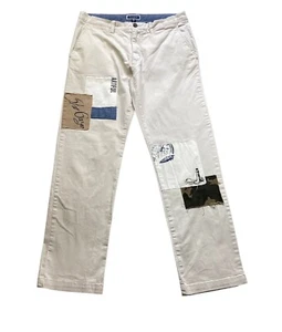 Pantaloni chino uomo Club Room 32R beige toppa nautica chino vita 32 gambe 32 in - Foto 1 di 9