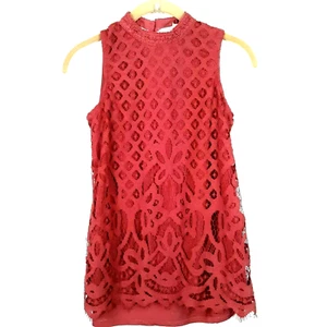 Rewind Women's Size XS Tunic Top Lace Overlay Keyhole Button Back New with Tags - Picture 1 of 7