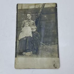 Vintage antike Postkarte Familienfoto Mutter Kinder - Bild 1 von 6