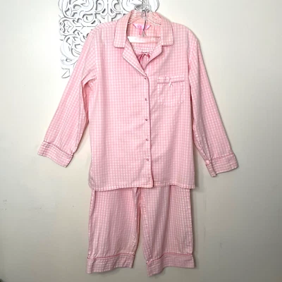 Conjunto de pijama feminino NAUTICA Sleepwear médio rosa gingham consciência do câncer de mama - Imagem 1 de 4