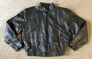 Mossi Men's Black Lined Leather Motorcycle Jacket - Size 44