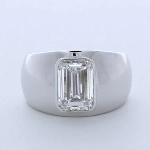 ANILLO SOLITARIO CLÁSICO ORO BLANCO 14K ESMERALDA D/VVS2 DIAMANTE CREADO EN LABORATORIO 4,0 QUILATES - Imagen 1 de 5