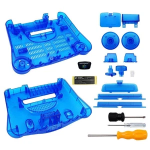 N64 Shell Cover Replacement for Nintendo 64 Console Full Housing Case Clear Blue - Picture 1 of 5