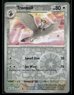 Pokemon Tranquill #134/162 SV05: Temporal Forces Common NM Reverse Holo - Image 1 of 2