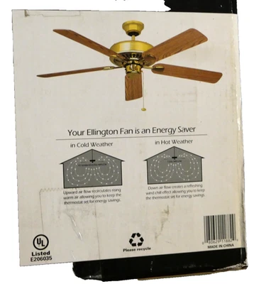 Ellington Premier 52" Ceiling Fan ELP52BB5 Bright Brass – Dual Mount, Reversible - Image 1 of 3