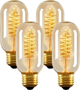 Edison Bulbs,4-Pack Vingtage Filament T45-amber Glass-spiral Filament-40w - Picture 1 of 7