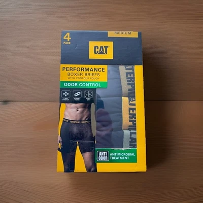 Paquete de 4 calzoncillos boxer elásticos CAT Caterpillar bolsa contorno anti olor poli para hombre talla M Foto 1 de 4