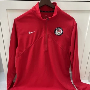 Nike Jacket XL Red Dry Fit Warm Up Full Zip Performance Pockets W/Logo preowned - Picture 1 of 6