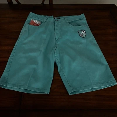 Винтажный 44 Y2K красная обезьяна мешковатые Skater хип-хоп шорты Jorts зеленый джинсовой ткани РЕДКАЯ!! - Изображение 1 из 4