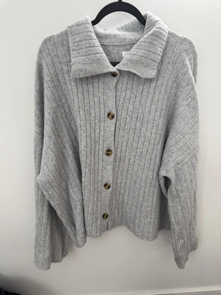 Grey Aerie Knit Button Up Sweater Super Cozy & Soft Size Xl Long Sleeve - Image 1 of 4