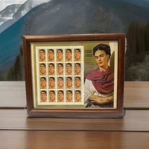 "HOJA DE ESTAMPILLAS ENMARCADAS DE COLECCIÓN ARTISTA PINTORA MEXICANA FRIDA KAHLO USPS 8"" por 10""" - Imagen 1 de 5