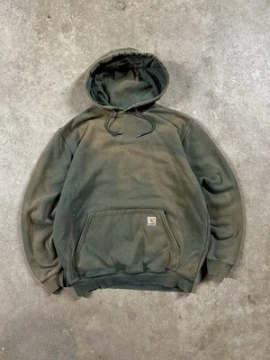 Moletom com capuz vintage anos 90 Carhartt robusto peso pesado verde desbotado tamanho M - Imagem 1 de 4