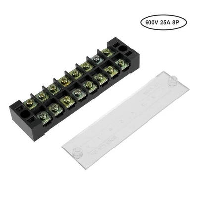 2pcs Dual Rows 8-Position Screw Terminal Block Cable Barrier Strip 600V 25A - Image 1 of 4