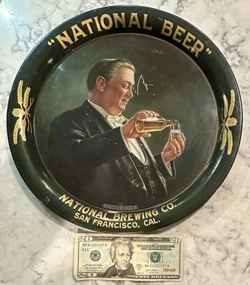 Antique National Brewing Co. Beer San Francisco Tin Serving Tray A Good Judge - Image 1 of 4