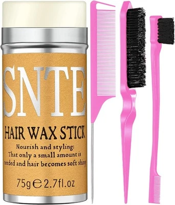 Hair Wax Stick, Edges Brush, Rat Tail Comb, Bristle Brush Set 4Pcs, Wax Stick - Image 1 of 4