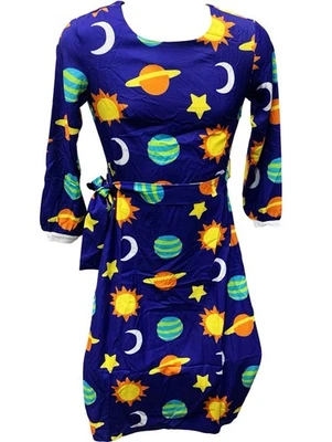 Ms. Frizzle  Costume Purple Dress Magic School Bus Planets Solar System M - Image 1 of 3