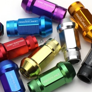 20x Open-End Black M12x1.5 25mmOD 50mm Lug Nuts+Key Set for Conical Seat Wheels - Picture 1 of 5