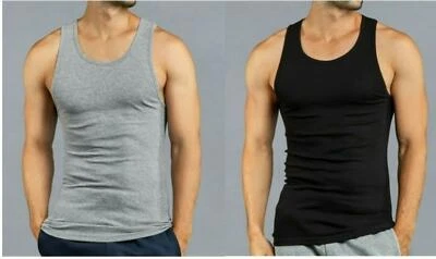  6 camisetas sin mangas acanaladas para hombre 4. negras y 2. Gris talla mediana  Foto 1 de 4