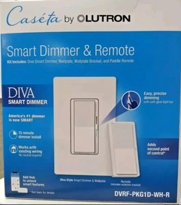 🆕 Caseta de Lutron •Kit de atenuación y control remoto DIVA inteligente -Blanco (DVRF-PKG1D-WH-R) - Imagen 1 de 1