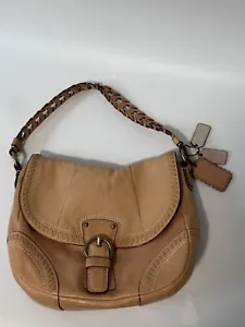 Coach Poppy Leather Whipstitch Hobo Brass/Natural No 19004 - Picture 1 of 9